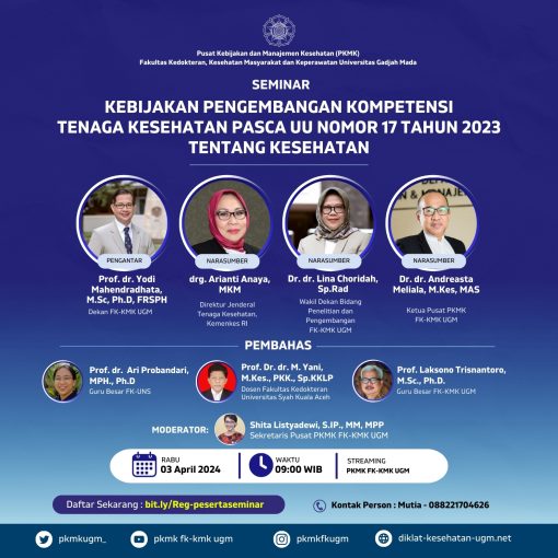 Seminar Kebijakan Pengembangan Kompetensi Tenaga Kesehatan Pasca UU Nomor 17 Tahun 2023 tentang Kesehatan